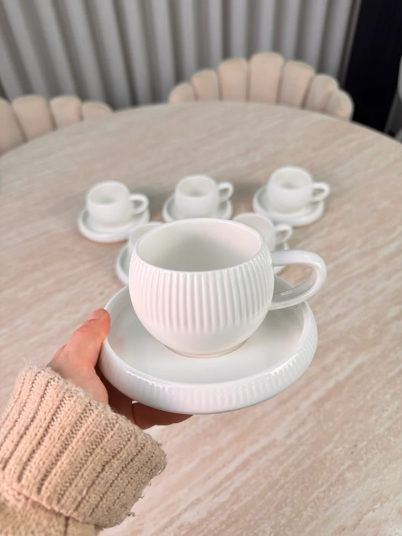 Lines ( BONDY LINE ) koffieset 12 Delig | 6 Persoons Wit