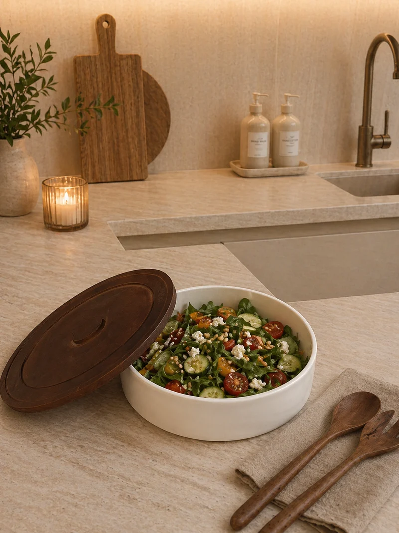 Sora Kom / Saladekom met Acacia Deksel Per stuk