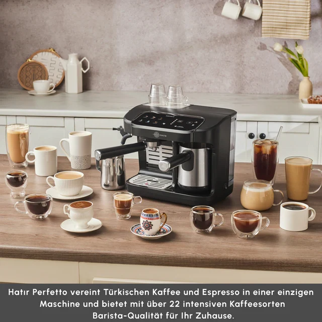 Karaca Hatır Perfetto Espresso- en Turkse Koffiemachine INOX - GRATIS ESPRESSO SET