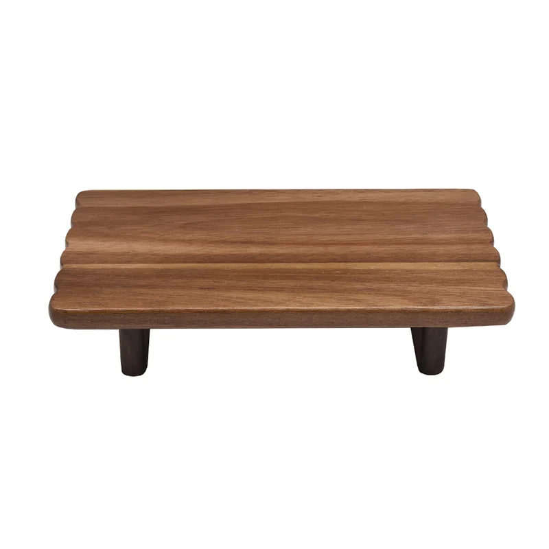 FLORI Acaciahouten serveerschaal op voet - 28×15 cm