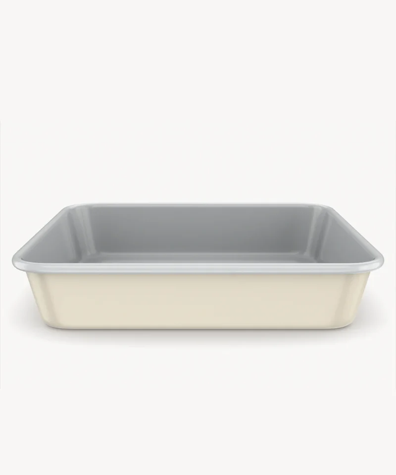 Rechthoekige keramische bakplaat beige – PFAS-vrij, Antiaanbak
