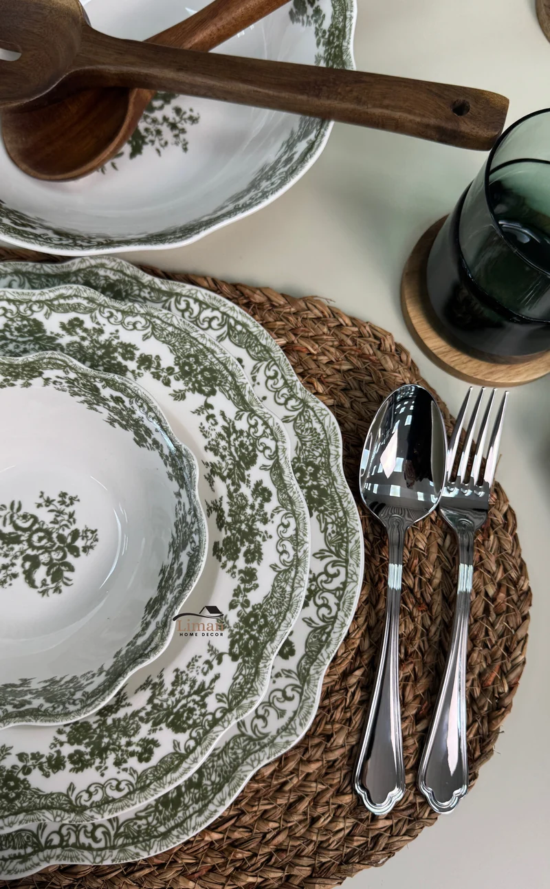 Zümrüt Flora Serviesset 25 Delig | 6 Persoons Groen Vintage ( Fleury - Cyril ) green