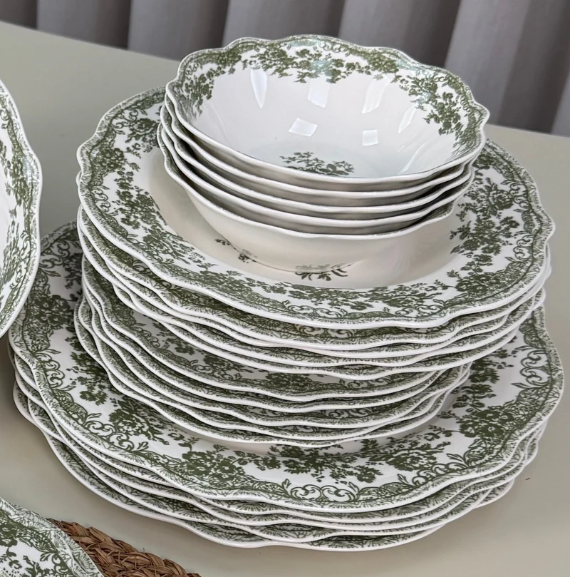Zümrüt Flora Serviesset 25 Delig | 6 Persoons Groen Vintage ( Fleury - Cyril ) green