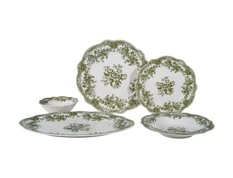 Zümrüt Flora Serviesset 25 Delig | 6 Persoons Groen Vintage ( Fleury - Cyril ) green