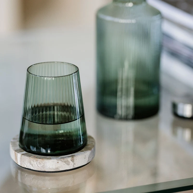 Glas 30cl donkergroen Ray - set/4
