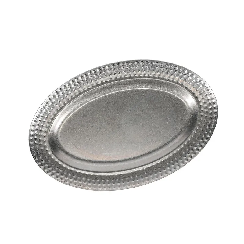 Serveerschaal 48x31cm met gestructureerde rand antique zilver Serve
