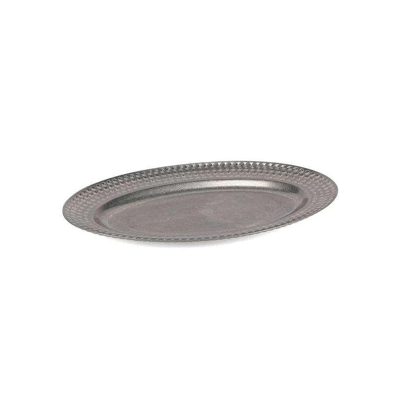 Serveerschaal 48x31cm met gestructureerde rand antique zilver Serve