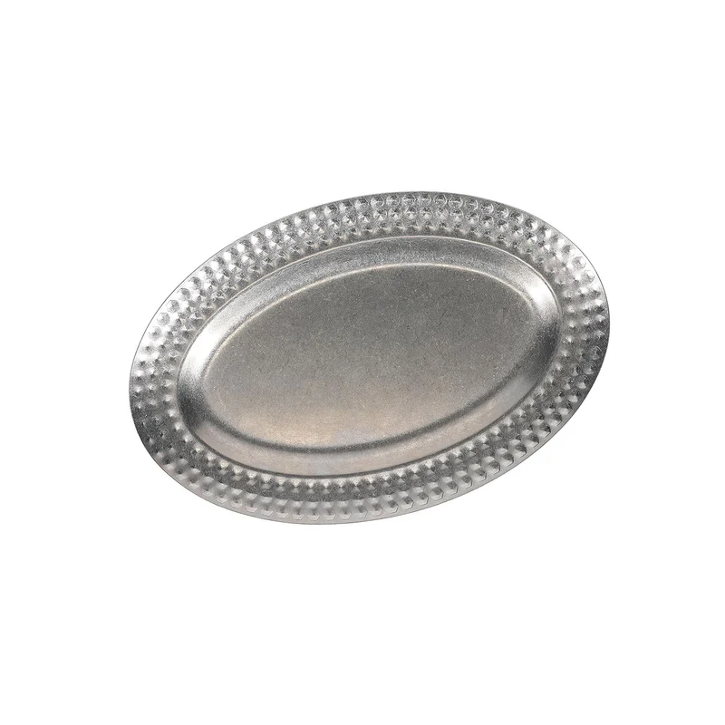 Serveerschaal 30x20cm met gestructureerde rand antique zilver Serve