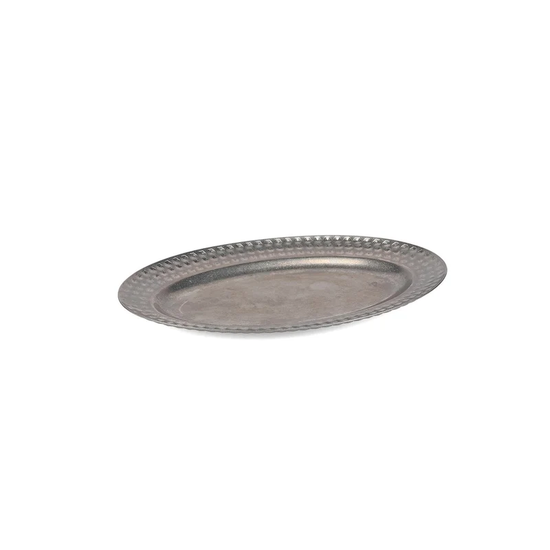 Serveerschaal 30x20cm met gestructureerde rand antique zilver Serve