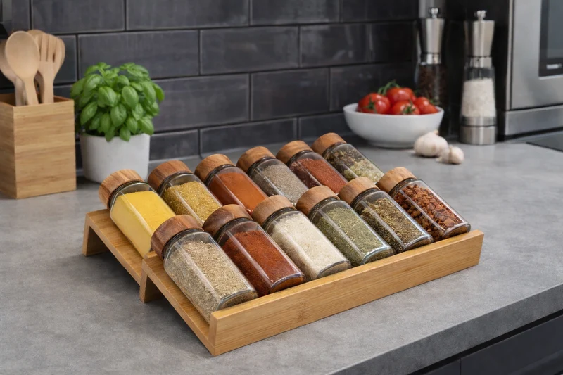 Bamboe kruidenrek voor lade | 2 stuks | 12 potjes