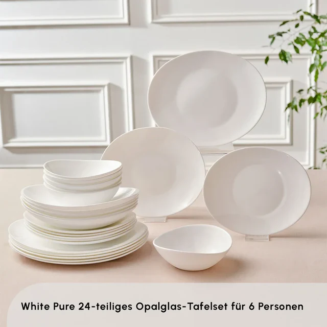 Karaca White Pure Opal Glas Serviesset 24 Delig | 6 Persoons