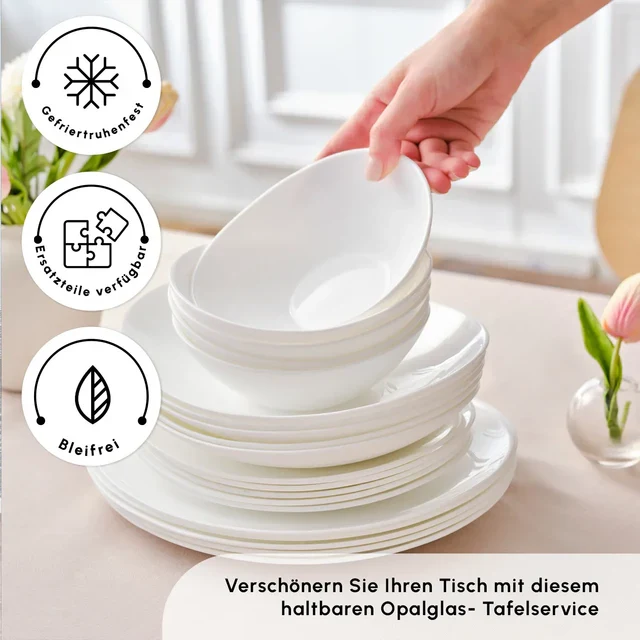 Karaca White Pure Opal Glas Serviesset 24 Delig | 6 Persoons