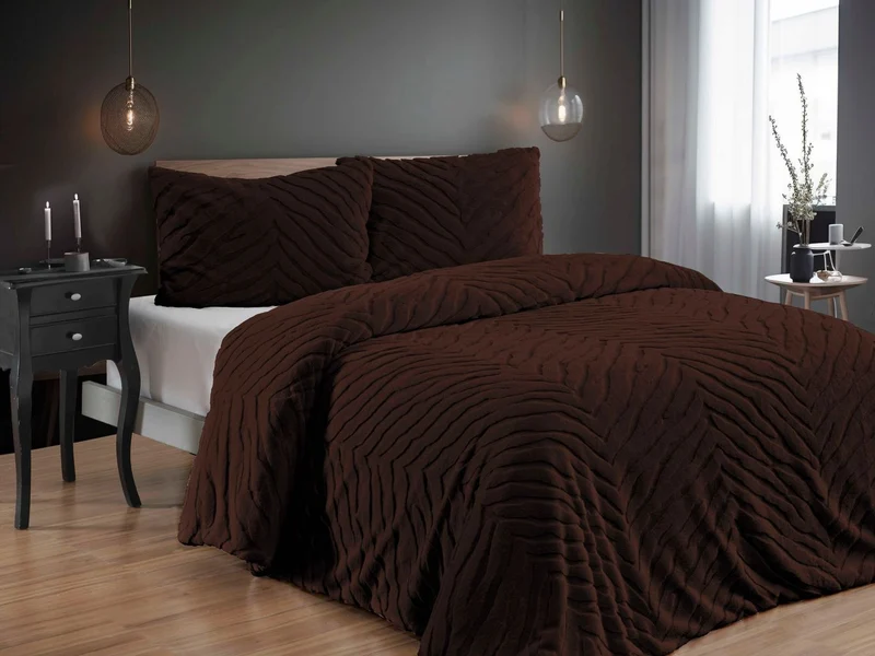 Diamond 3-delige Zebra Bont Comforter (Dekbedset) – 220x240 cm – Bruin