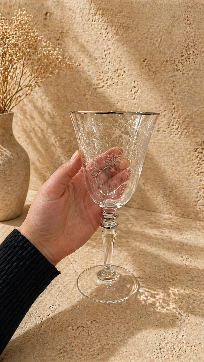 ESCO BUTIK WIJN GLAZEN ZILVER ( 6 DELIG )