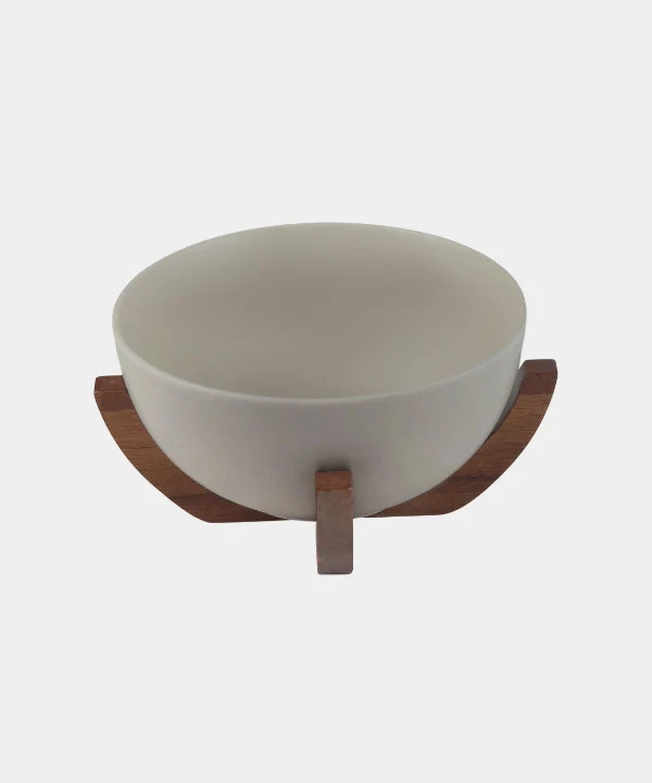 Terra keramische kom Ø 18 cm met acaciahouten houder