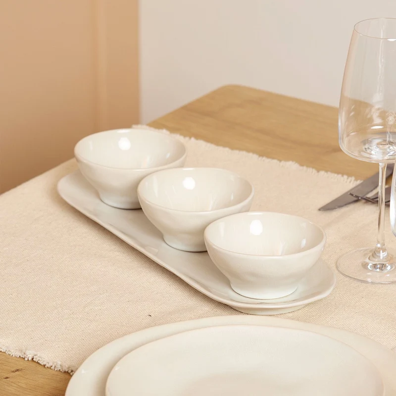 Rocca Schalenset | Beige 4 Delig Organisch Vorm