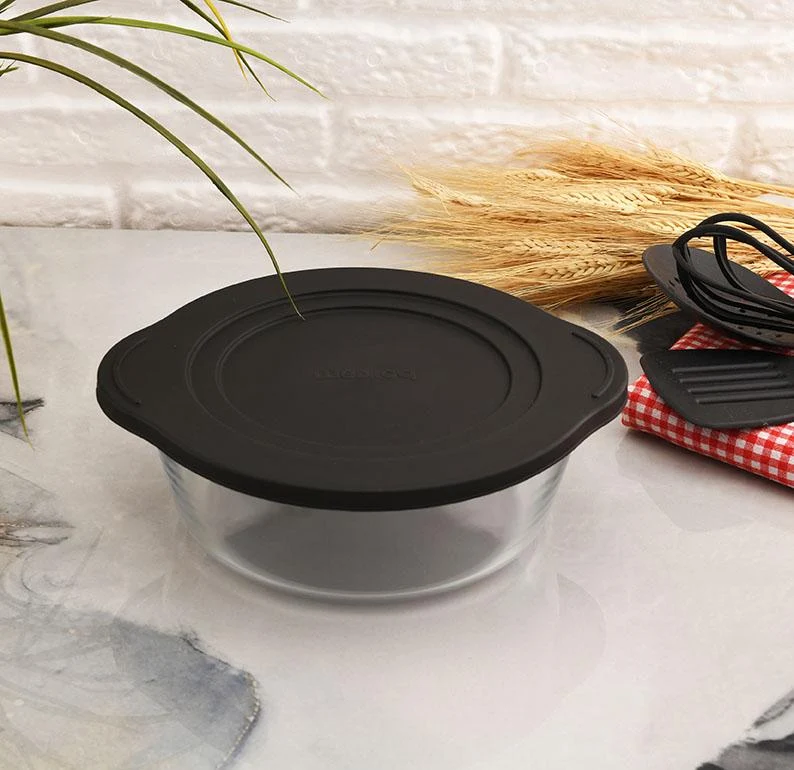 Borcam Rond Ovenschaal Met Deksel Zwart | 2100cc