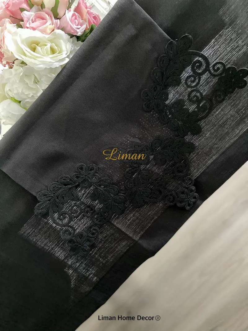 Sehzade Tafelkleed Set Met Placemat Zwart 34 Dlg