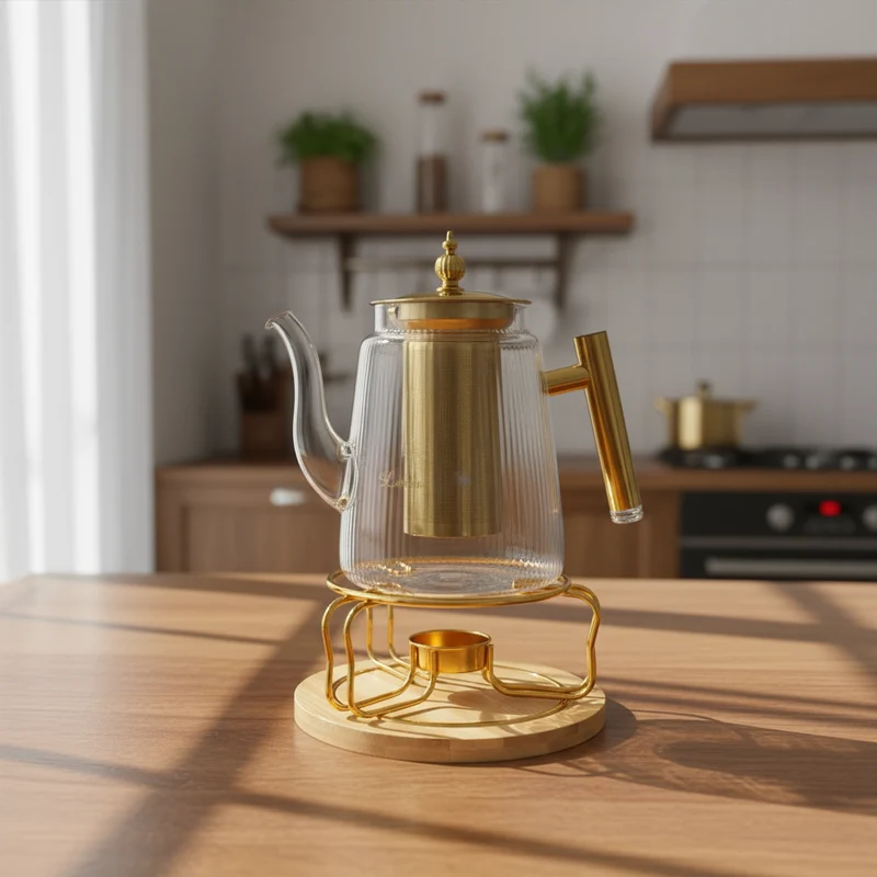 Theepot met waxinhouder