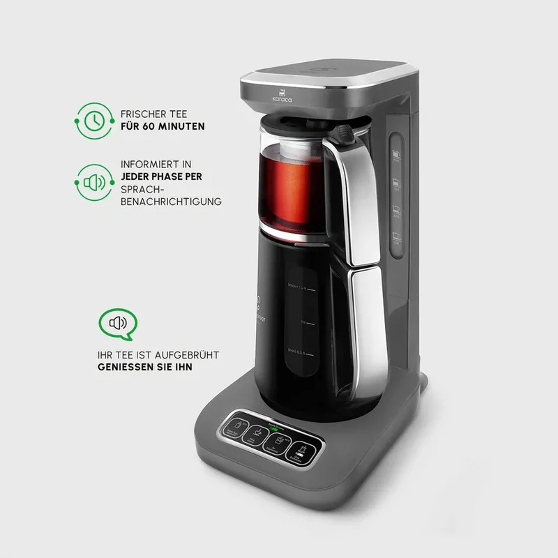 Karaca Caysever Robotea Pro 4 in 1 Elektrische Theepot / Filterkoffie Grijs