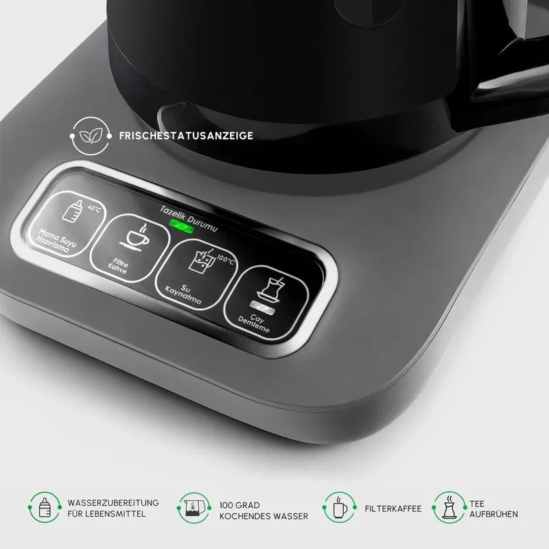 Karaca Caysever Robotea Pro 4 in 1 Elektrische Theepot / Filterkoffie Grijs