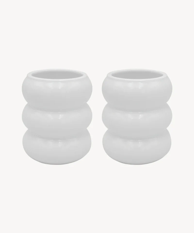 Bobble keramieken Mok Wit | 2 Delig