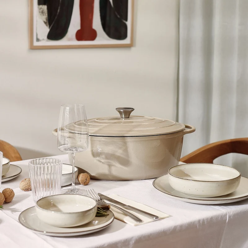 Kookpot 41x26cm gietijzer beige Ferno