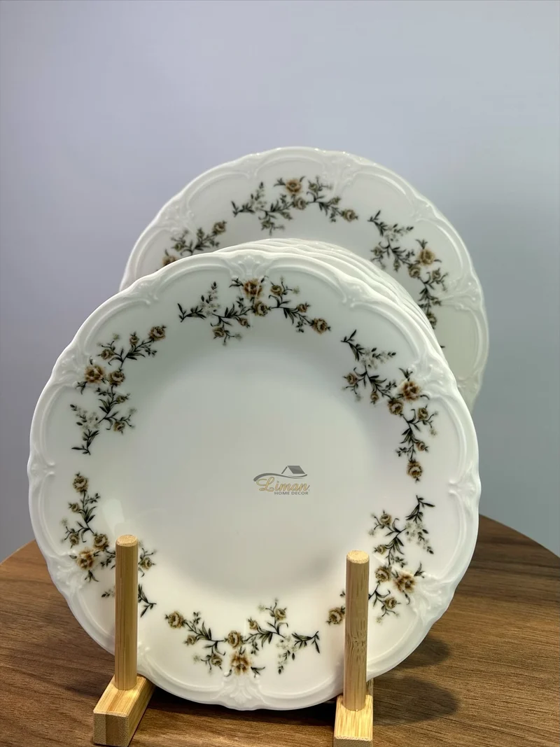 Retro brown flower Gebaksset 7 Delig