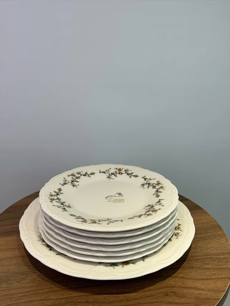 Retro brown flower Gebaksset 7 Delig