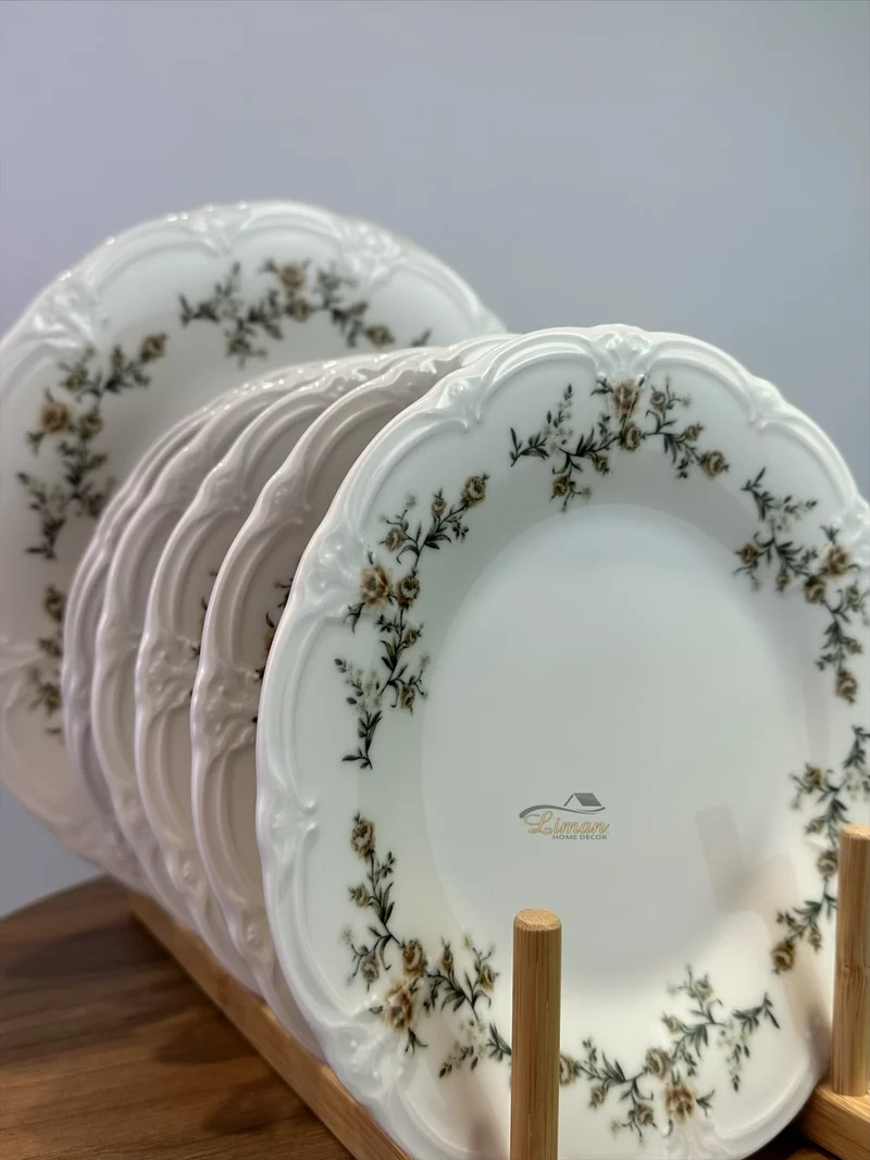 Retro brown flower Gebaksset 7 Delig
