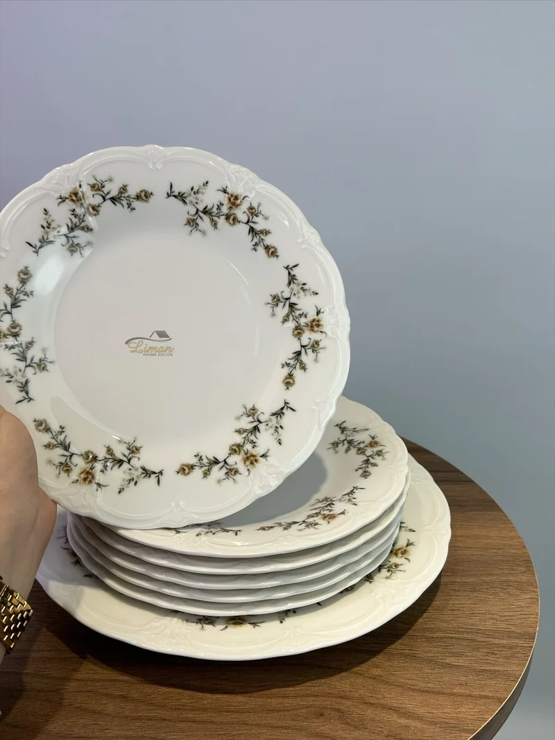 Retro brown flower Gebaksset 7 Delig