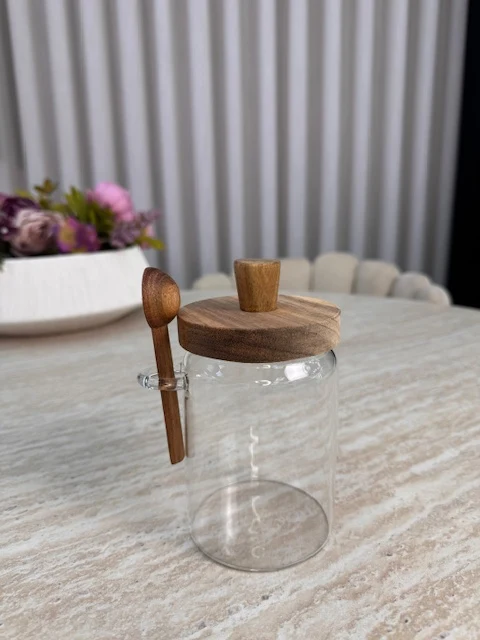 Acacia Glazen Kruidenpot - Voorraadpot