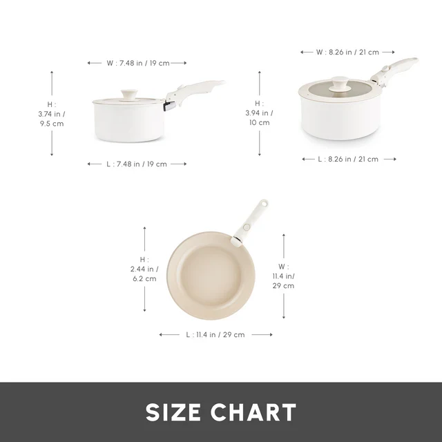 Karaca Ceramica Comfort 6-Delige Anti-Aanbak Pannenset Crème