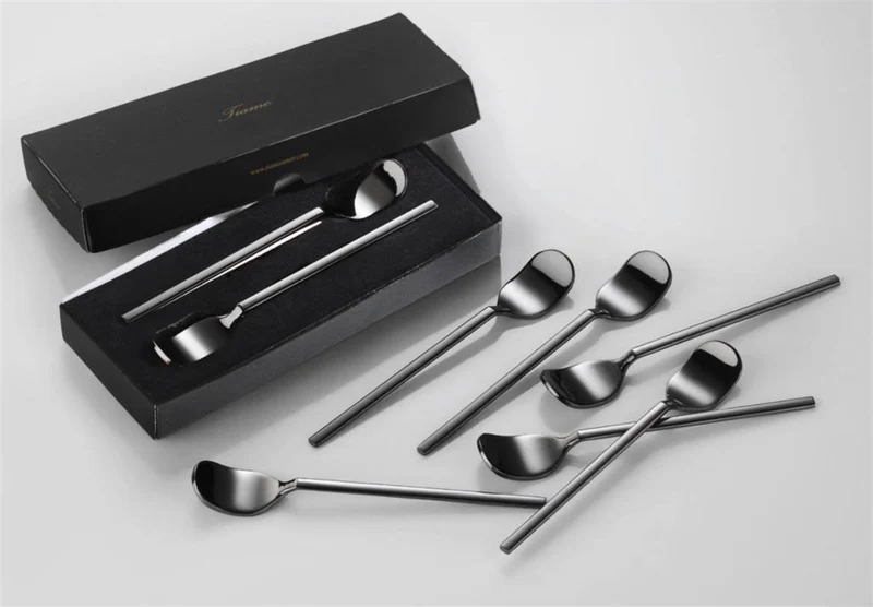Tiamo Luxe Theelepel 6-Delig Black