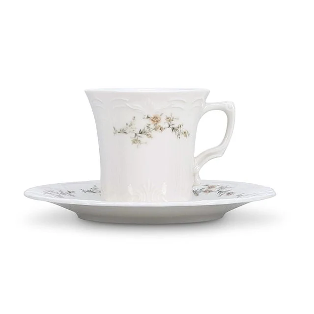 Flower Retro Brown Cappuccino/Nescafeset 12-Delig | 6-Persoons