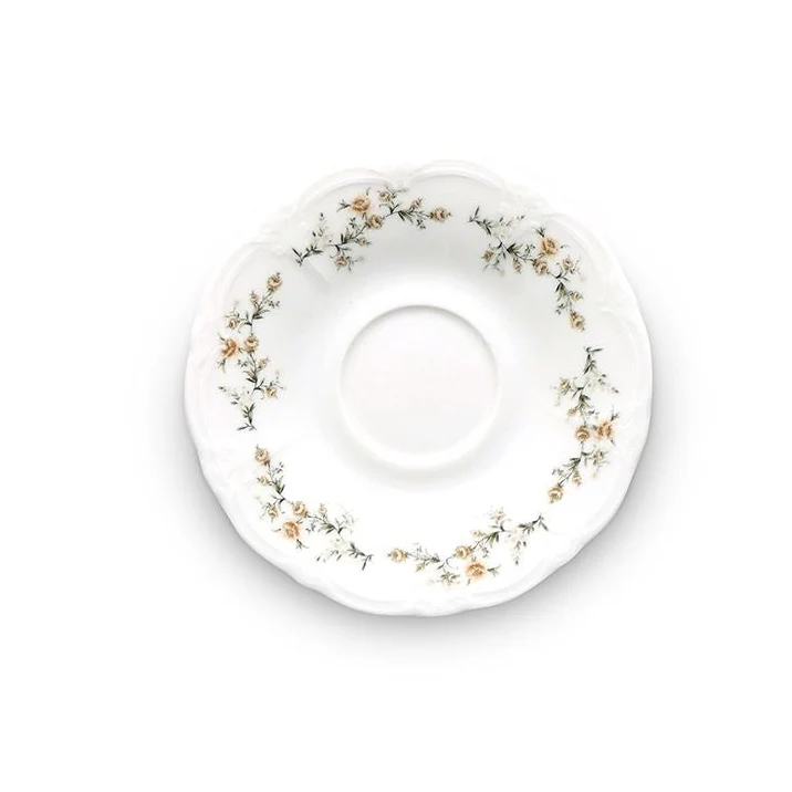Theeschotel 12cm Beige flower Retro (6 Delig )