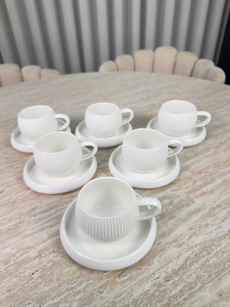 Lines ( BONDY ESPRESSO ) Espressoset 12 Delig | 6 persoons Wit