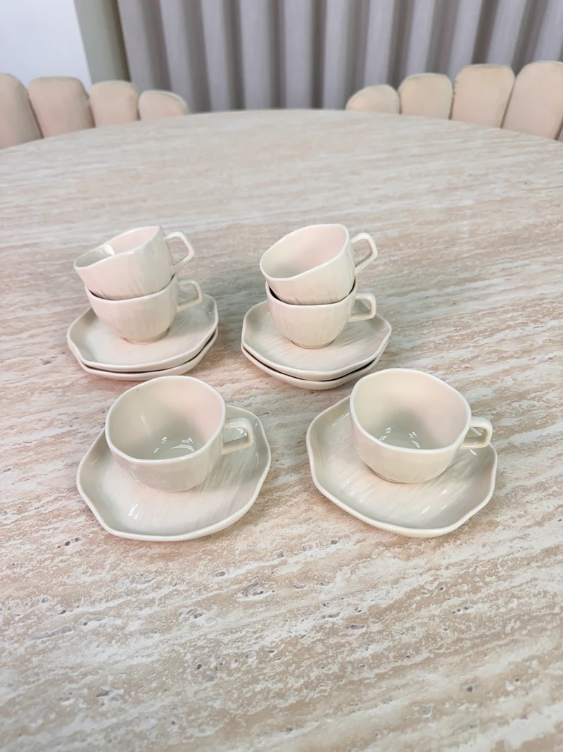 Linea Koffieset 12 Delig | 6 Persoons Beige - Cermico