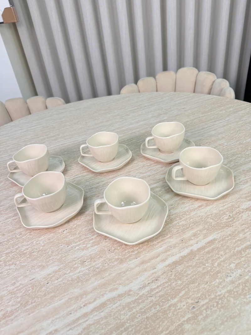 Linea Koffieset 12 Delig | 6 Persoons Beige - Cermico