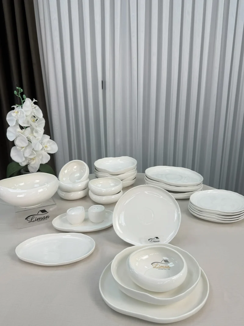 Liman New Cupido White Serviesset 29 Delig | 6 Persoons (Barles) | Japandi Organisch Vorm