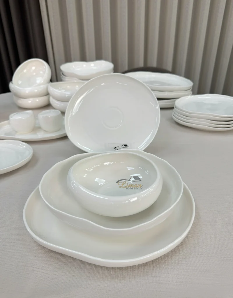 Liman New Cupido White Serviesset 29 Delig | 6 Persoons (Barles) | Japandi Organisch Vorm