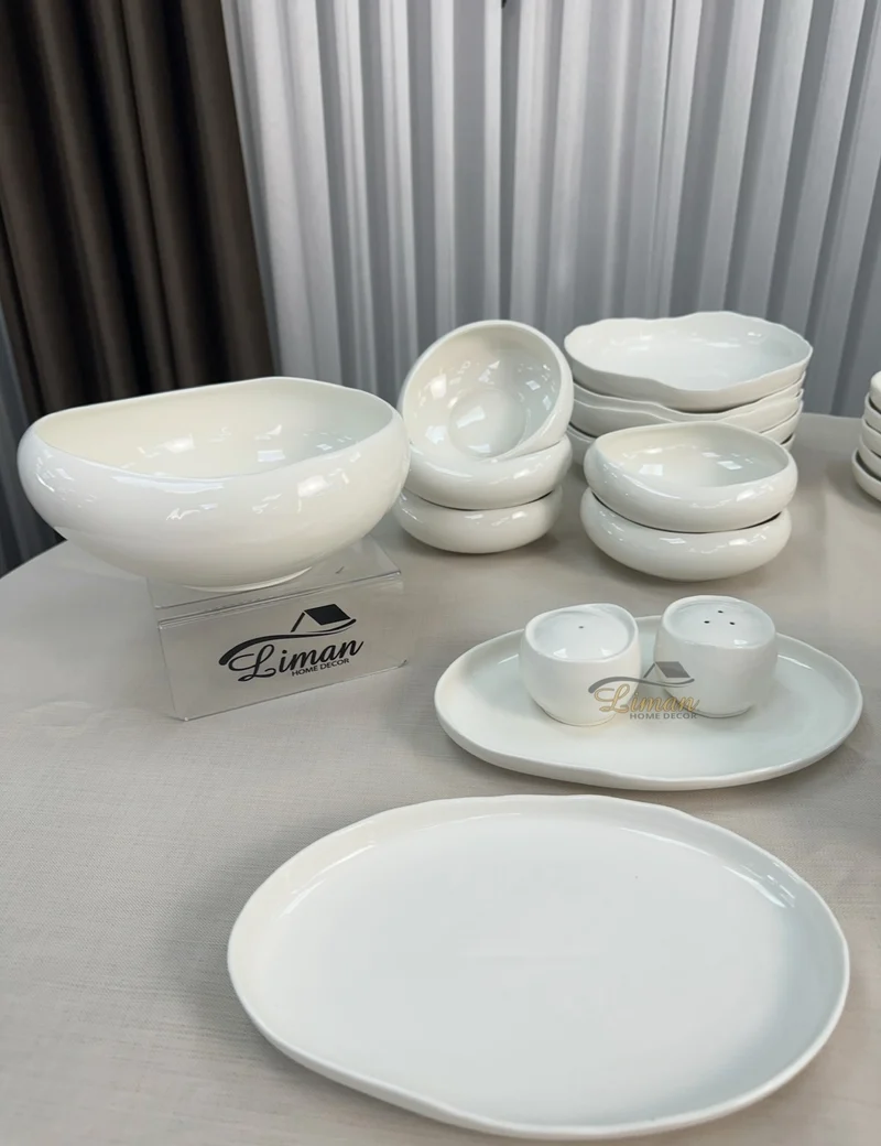 Liman New Cupido White Serviesset 29 Delig | 6 Persoons (Barles) | Japandi Organisch Vorm