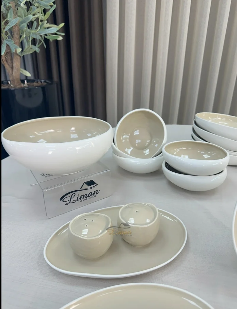Liman New Cupido Beige Serviesset 29 Delig | 6 Persoons (Barles) | Japandi Organisch Vorm