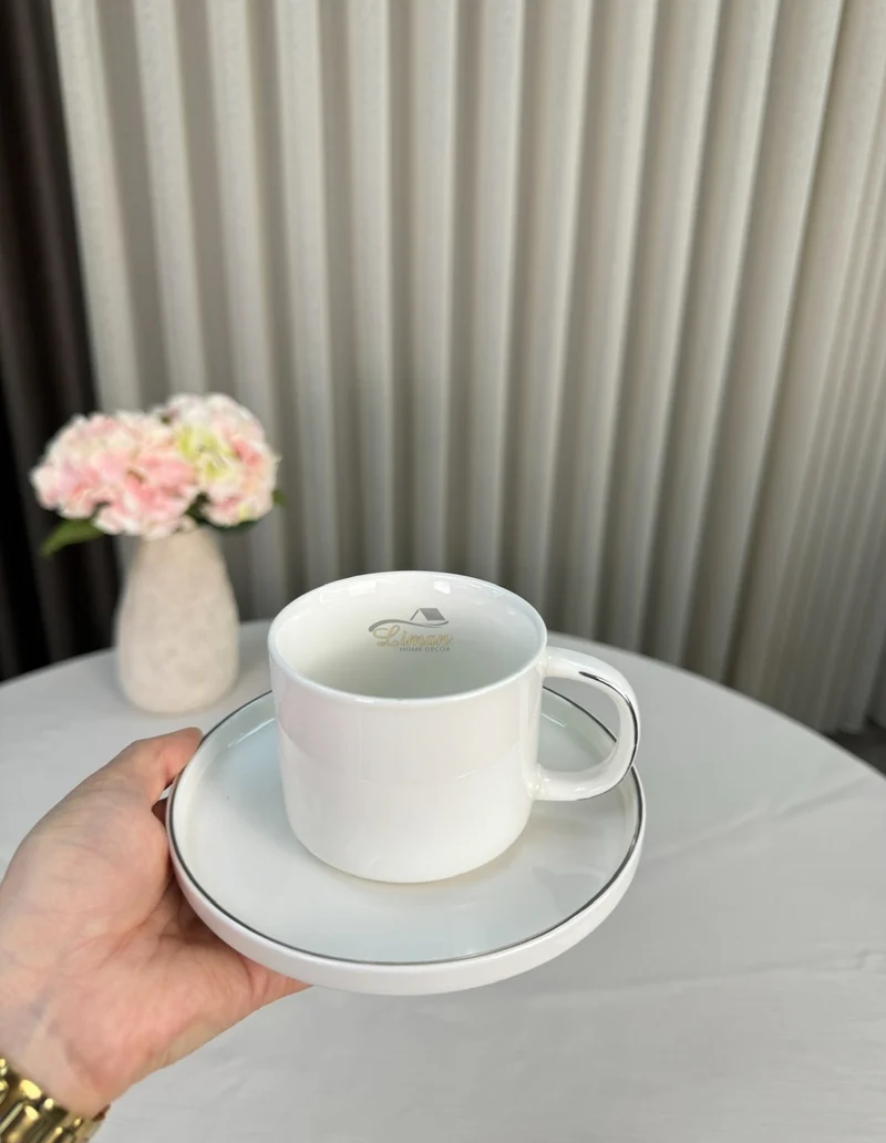 Koffieset 12 Delig | 6 Persoons Wit - Zilver