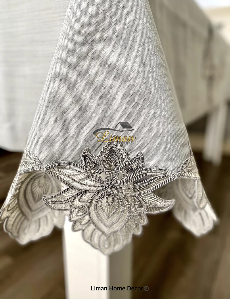 Lotus Tafelkleed Set Met Placemat Grijs 34 Dlg