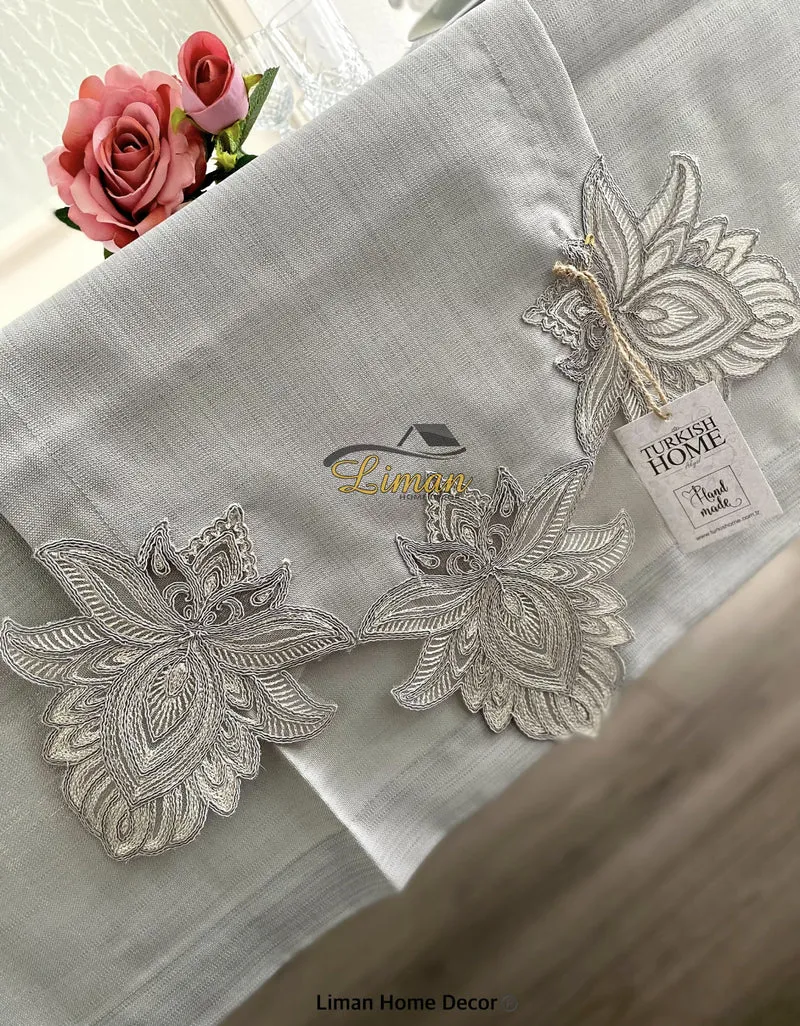 Lotus Tafelkleed Set Met Placemat Grijs 34 Dlg