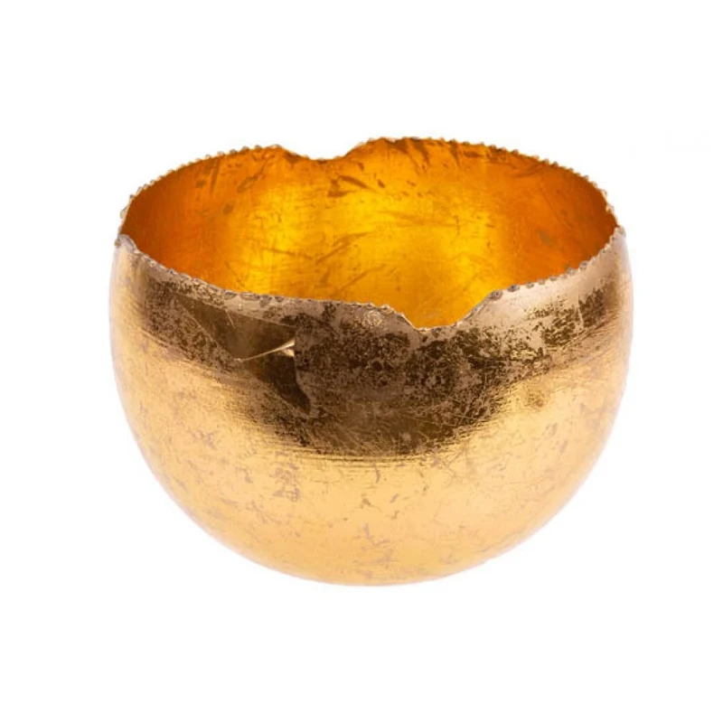 THEELICHTHOUDER GOUD D15XH15CM ROND META