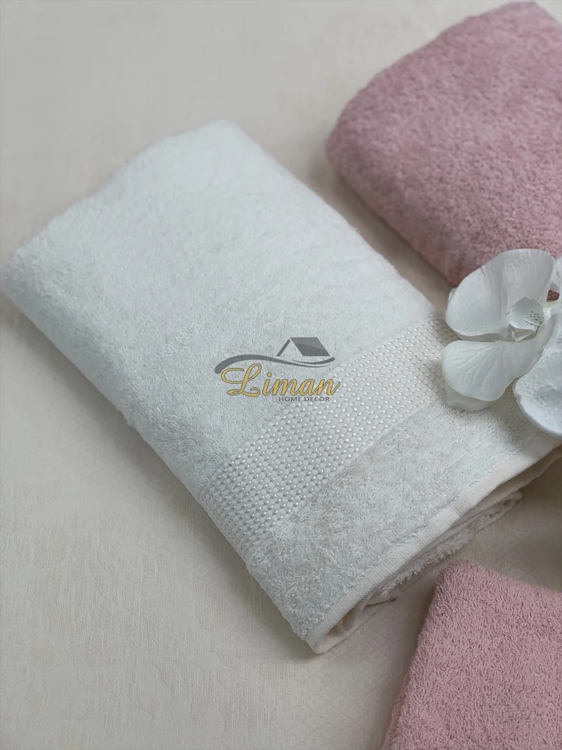Ipekce Beril Handdoek set 4 Dlg Cream / Roze