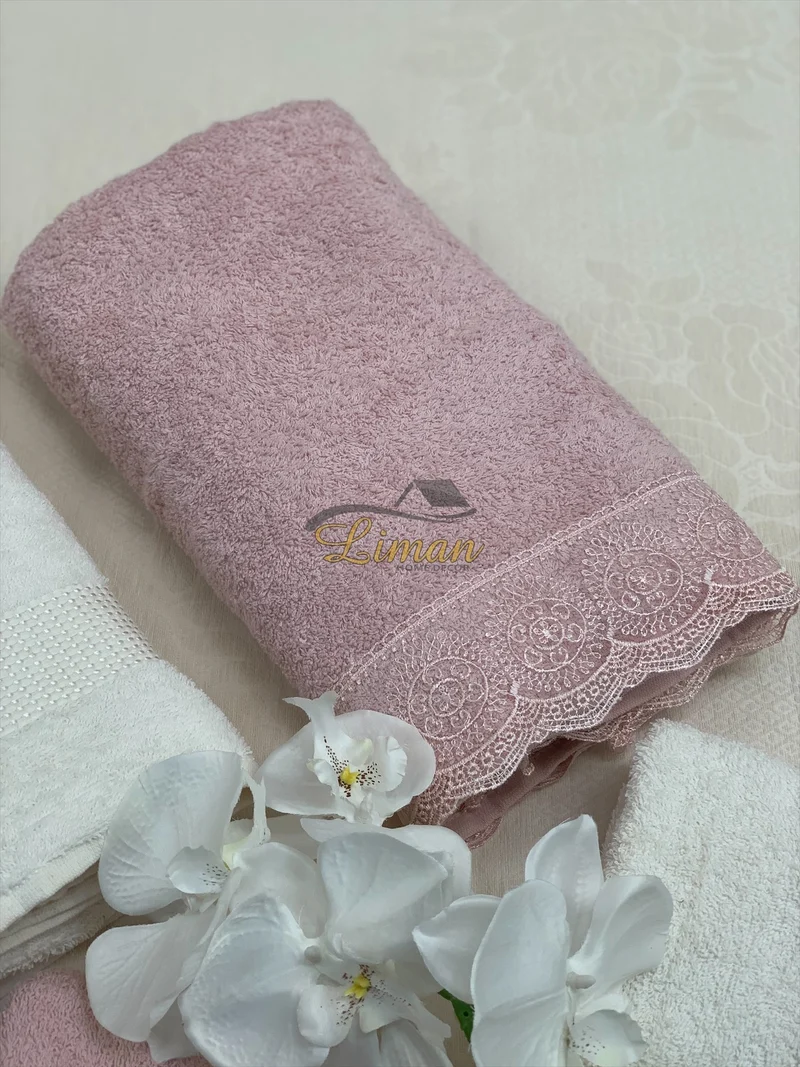 Ipekce Beril Handdoek set 4 Dlg Cream / Roze
