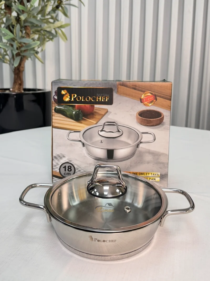 Polochef Proline omeletset met deksel RVS | 18 cm